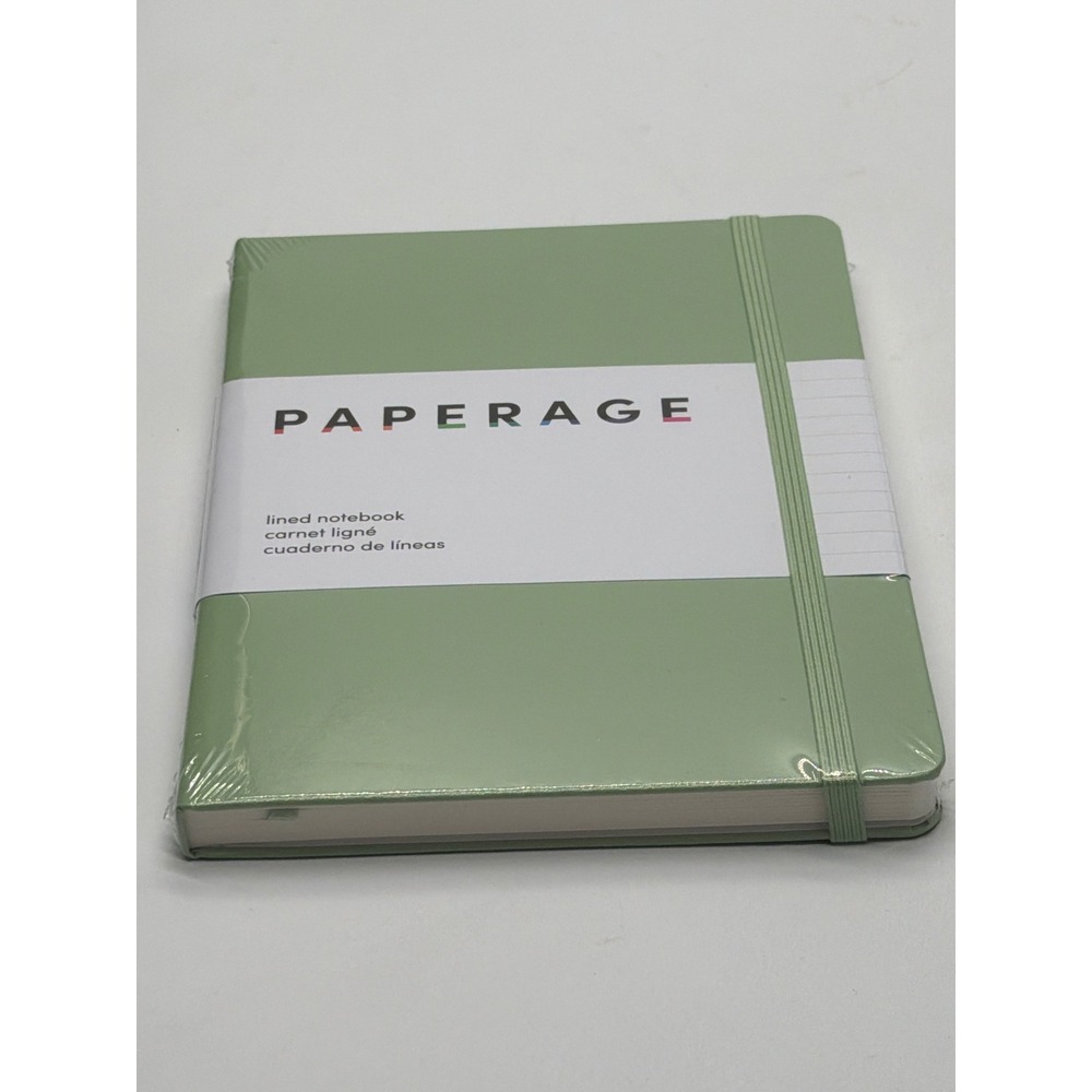 Paperage Lined Notebook Sage Green Hardcover 160 Pages 5.6x8 Journal 100gsm